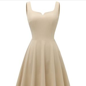 NWOT Tan Tea-Length Party Dress